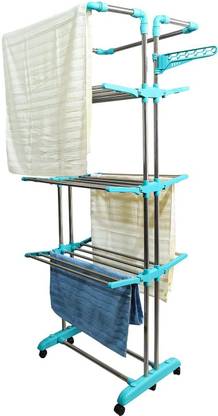 HOMACE Steel Floor Cloth Dryer Stand Foldable Cloth Dryer Hanging Kapde Sukhane ka Stand Floor and Balcony