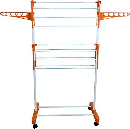 EZ deal Plastic Floor Cloth Dryer Stand Powder Coated Premium Compact Space Saving Foldable