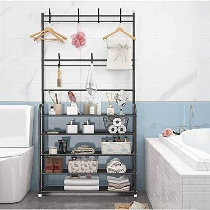LEOPAX Aluminium Floor Cloth Dryer Stand Multifunctional Coat Rack, Garment With Shoes Organizer For Living Room, Bedroom