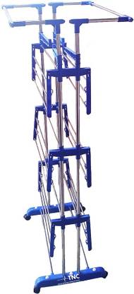 TNC by TNC Steel, Plastic, Aluminium Floor Cloth Dryer Stand JUMBO DOUBLE POLL 3 TIER PURE STAINLESS STEEL CLOTH DRYER STAND