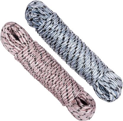 KUBER INDUSTRIES Nylon Synthetic Cloth Drying Rope|Cloth Drying Wire|20 MTR|Pack of 2|Multicolor Nylon Retractable Clothesline