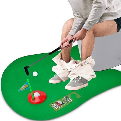 Vpllex Potty Putter Toilet Time Funny Golf Game Toilet Golf Game Practice Mini Golf Toy Putter Club