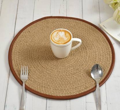 DKDECORATIVE Round Reversible Jute Coaster Set