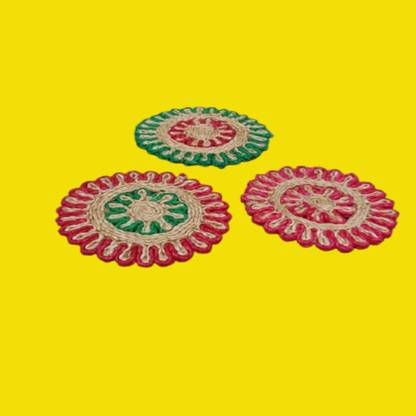 mm jute craft Round Reversible Jute Coaster Set