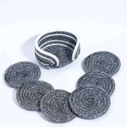 Ariya Round Reversible Cotton, Polypropylene Coaster Set