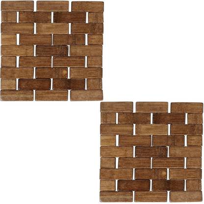 HOKiPO Square Reversible Bamboo Coaster Set