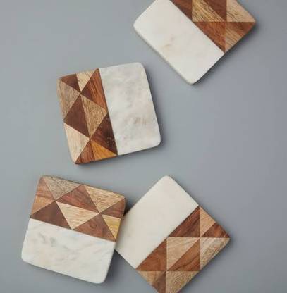 Parmar import and export Square Marble Coaster Set