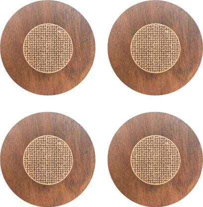 kitchsy Round Wood Coaster Set