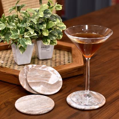 Little Extra Round Marble Coaster Set