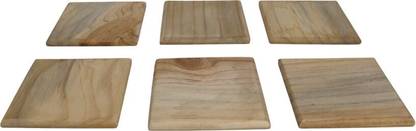 MZ Collections Square Reversible Wood Coaster Set