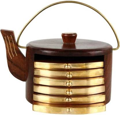 TSENTERPRISES Round Reversible Wood Coaster Set