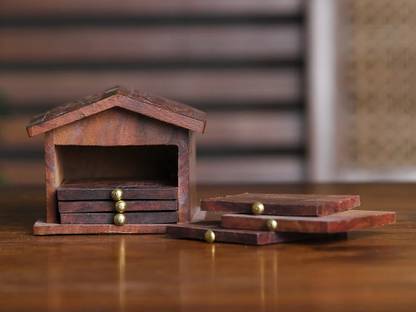HANDCRAFTER Square Wood Coaster Set