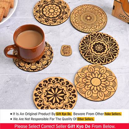 GIFT KYA DE Round Reversible Wood Coaster Set