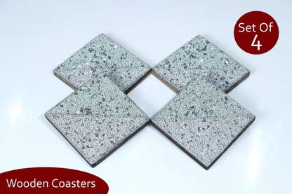 Green Decor Triangle Reversible Wood Coaster Set