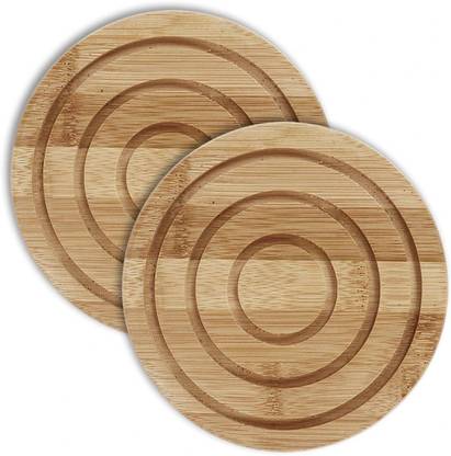 HOKiPO Round Bamboo Coaster Set