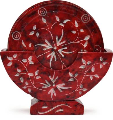 Grotto Round Reversible Marble Coaster Set