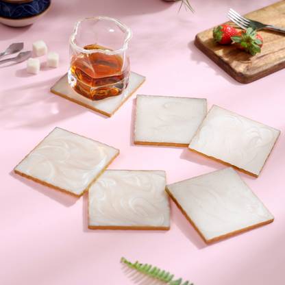 DULI Square Reversible Resin Coaster Set
