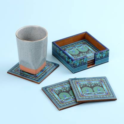 DULI Square Medium Density Fibreboard Coaster Set