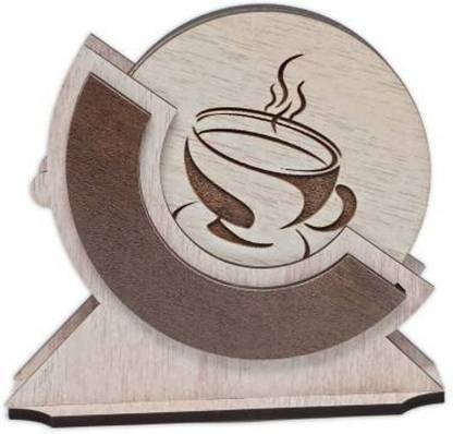 SANCORP Round Reversible Wood Coaster Set