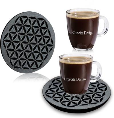 crescita design Round Stone Coaster Set