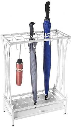 Indian Decor 562466 Classical White Metal Umbrella Stand Storage Rack Metal Umbrella Stand