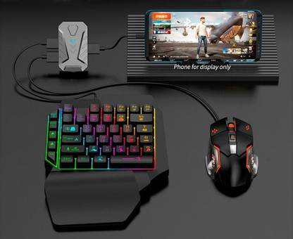 4 in 1 Mobile Game Combo Pack with RGB Mini Gaming Keyboard & Mouse Ultimate Edition with Game Add-On