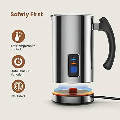 SUPVOX Stainless Electric Milk Frother with With heating for Espresso Coffee Maker