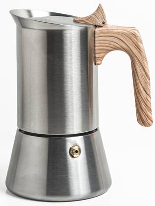 Sipologie Stovetop / Induction Moka Pot Espresso Coffee Maker Stylish Wooden Finish Handle 4 Cups Coffee Maker