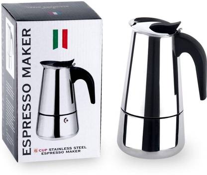 व्हाइट विंग्स Stainless Steel Stovetop Espresso Kaapi,Italian Percolator 6 Cups कॉफी मेकर