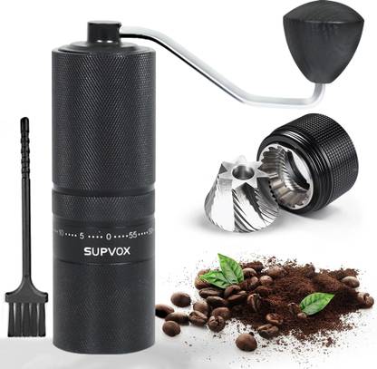 HANNEA Manual Coffee Grinder with Adjustable Burr 25g Capacity 3 Cups Coffee Maker