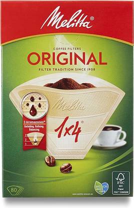 Melitta Coffee Filter Paper, Size 1x4 Pack of 80 2 Cups Coffee Maker