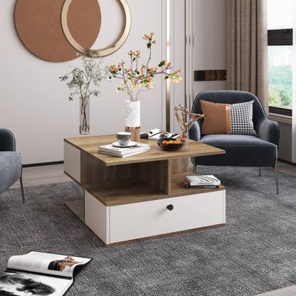 spacesbyU Lemosh Coffee Table with Drawer & Open Storage | Engineered Wood Coffee Table