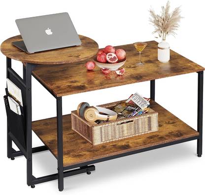 StarWooden 2 in 1 Design Nesting Coffee Table with Side Pouch for Living Room Solid Wood Coffee Table