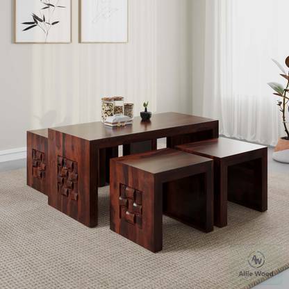 Cherry Wood Rosewood ( Sheessham ) 4 Stool Solid Wood Coffee Table