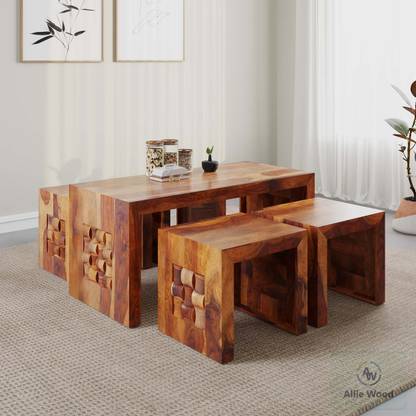 Cherry Wood Rosewood ( Sheessham ) 4 Stool Solid Wood Coffee Table