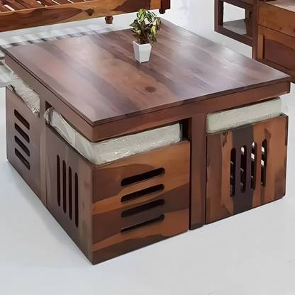 Shree Jeen Mata Enterprises Solid Sheesham Wood Coffee Table With Four Stool For Living Room Solid Wood Coffee Table