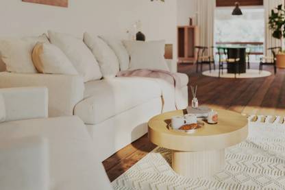 Radha Impex Modern Serene Nordic Retreat Round Coffee Table. Engineered Wood Coffee Table
