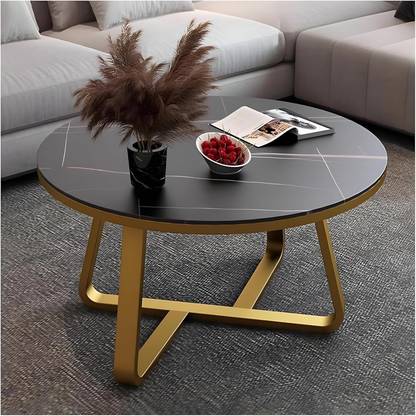VisionCrafts Vision Crafts "Modern Metal Coffee Table – Round/Stylish Accent Table Engineered Wood Coffee Table