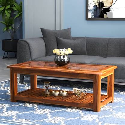 Vinod Furniture Solid Sheesham Wood Glass Top Coffee Table For Living Room/ Hotel/ Café | Solid Wood Coffee Table