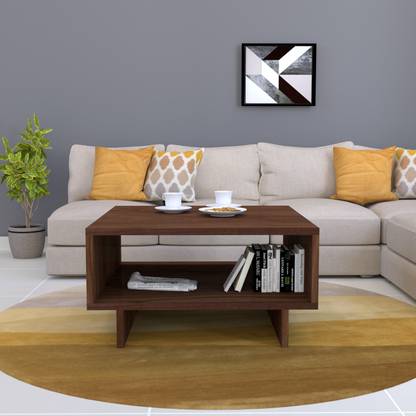 Furnifry Modern Square Center Table with Open Storage Shelf/Wooden Coffee Table for Home/ Engineered Wood Coffee Table