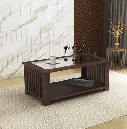 Ganpati Arts 43" Maharaja Sheesham Coffee Table With Glass Top for Office/Living/Guest Room Glass Coffee Table
