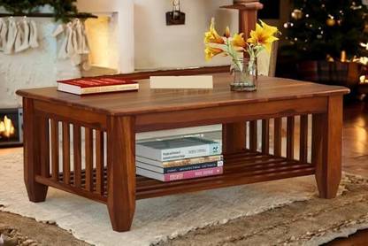 kamdhenu art and craft Coffee Table with Storage | Solid Sheesham Wood Centre Table for Living Room Solid Wood Coffee Table