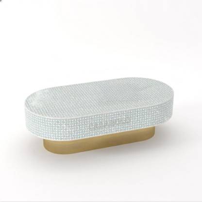JODHA Geometric Floral Bone Inlay Oval Shape Solid Wood Coffee Table