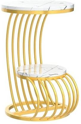 Paradise Enterprises Tier Metal Frame Coffee Table End Table Marble Look Sofa Side Table Tea Table Engineered Wood Coffee Table