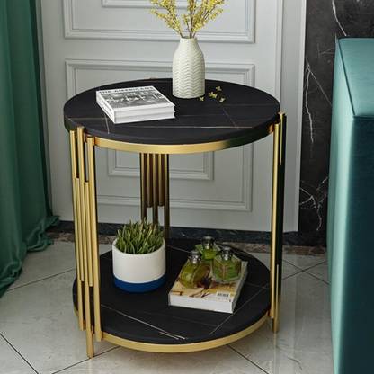 FlipsShoppee Coffee Table, Round 24 Pipes with Tea Table Faux MDF Marble Engineered Wood Coffee Table