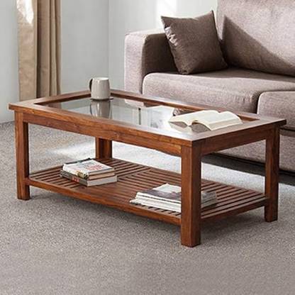 Shri Shyam Enterprises Solid Sheesham Wood Coffee Table With Glass On Top For Living, Guests Room Solid Wood Coffee Table