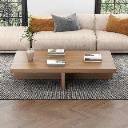 NG Decor Farmhouse Wood Coffee Table Rectangle-shaped in Natural Rustic Engineered Wood Coffee Table