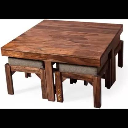 SHEESHAM Sheesham wood coffee table with 4 stool Solid Wood Coffee Table