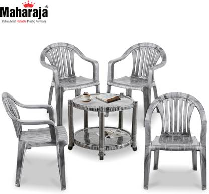 MAHARAJA Combo For Indoor & Outdoor | 4 chair & 1 Plastic Coffee Table