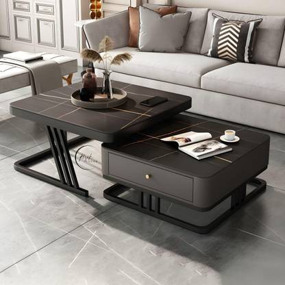 UWICRAFTS Metal Frame 20X20 Square Set of 2 Coffee Tables, Stacking Center Tables Engineered Wood Coffee Table